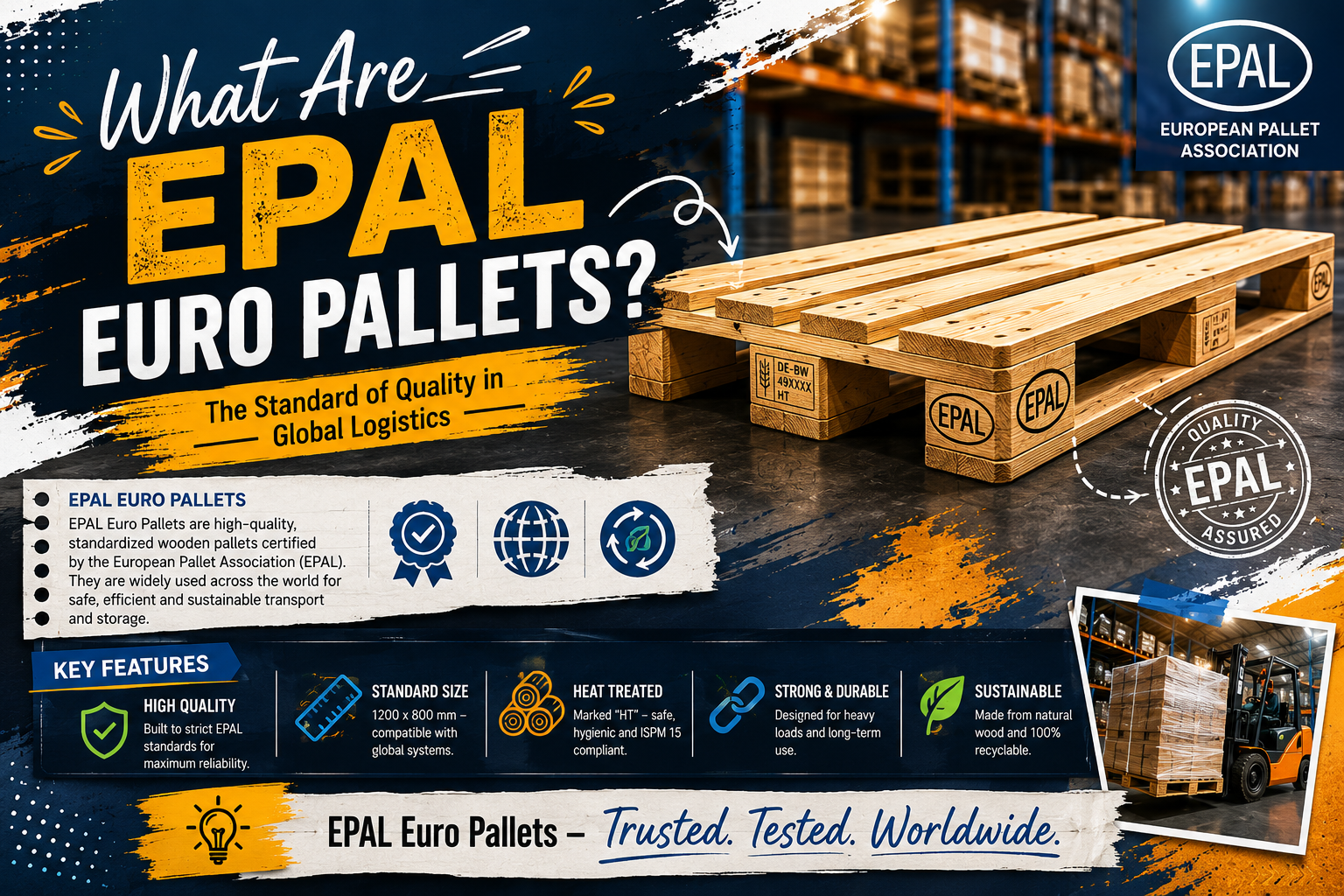 EPAL Euro pallets used for export and warehouse logistics